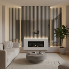 ALUXO® Acoustic Slatted Wall Panels 240 x 32cm (SET of 2) - Chrome Metallic