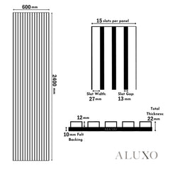 ALUXO® Acoustic Slatted Wall Panels 240 x 60cm - Ash Grey
