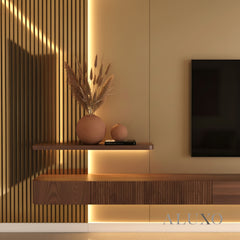 ALUXO® Acoustic Slatted Wall Panels 240 x 32cm (SET of 2) - Gold Metallic
