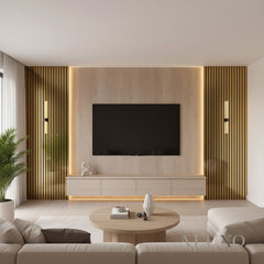 ALUXO® Acoustic Slatted Wall Panels 240 x 32cm (SET of 2) - Gold Metallic