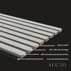 ALUXO® Acoustic Slatted Wall Panels 240 x 60cm - Natural Oak