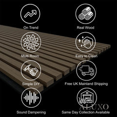 ALUXO® Acoustic Slatted Wall Panels 240 x 60cm - Ash Grey