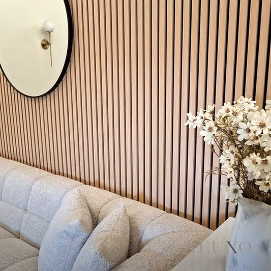 ALUXO® Acoustic Slatted Wall Panels 240 x 60cm - Light Oak