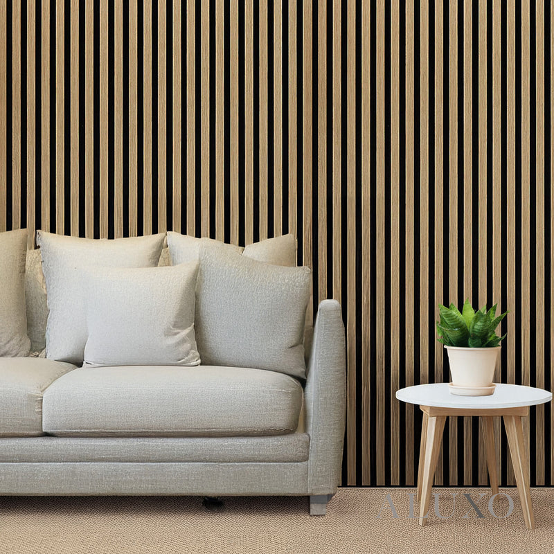 ALUXO® Acoustic Slatted Wall Panels 240 x 32cm (SET of 2) - Natural Oak