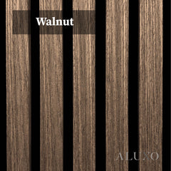 ALUXO® Acoustic Slatted Wall Panels 240 x 60cm - Walnut (Dark Oak)