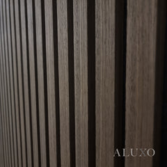 ALUXO® Acoustic Slatted Wall Panels 240 x 60cm - Walnut (Dark Oak)