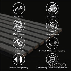 Oak Acoustic Square Diagonal Slat Wall Panels 60x60cm (Set of 6) | Grey Felt Backing