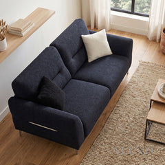 ALUXO® Albany 2 Seater Compact Sofa – Midnight Black Bouclé | Deep Cushion Comfort