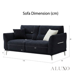 ALUXO® Albany Complete Sofa Set – 4+3+2 Seater with Footstool | Midnight Black