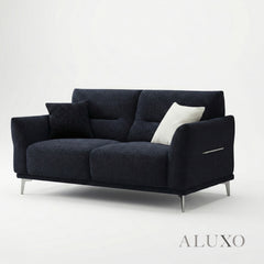 ALUXO® Albany 2 Seater Compact Sofa – Midnight Black Bouclé | Deep Cushion Comfort