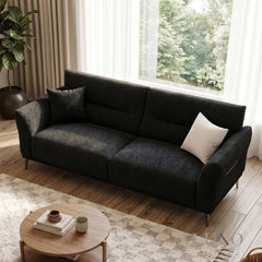 ALUXO® Albany 3 Seater Sofa – Midnight Black Bouclé | Deep Cushion Comfort
