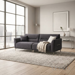 ALUXO® Albany 4 Seater Large Sofa – Midnight Black Bouclé | Deep Cushion Comfort