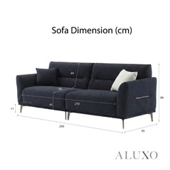 ALUXO® Albany Complete Sofa Set – 4+3+2 Seater with Footstool | Midnight Black