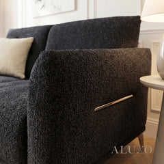 ALUXO® Albany 3 Seater Sofa – Midnight Black Bouclé | Deep Cushion Comfort
