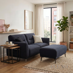 ALUXO® Albany Modular Footstool – Midnight Black Bouclé | Luxury Ottoman