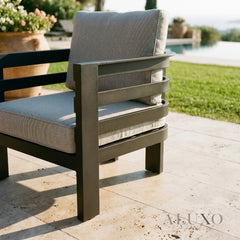 ALUXO® Andros 5-Seater Luxury Lounge Set – Onyx Aluminium & Sintered Stone Table