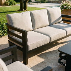ALUXO® Andros 5-Seater Luxury Lounge Set – Onyx Aluminium & Sintered Stone Table