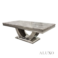 Anker 130cm Chrome Coffee Table with Light Grey Marble Top – U Stand Design