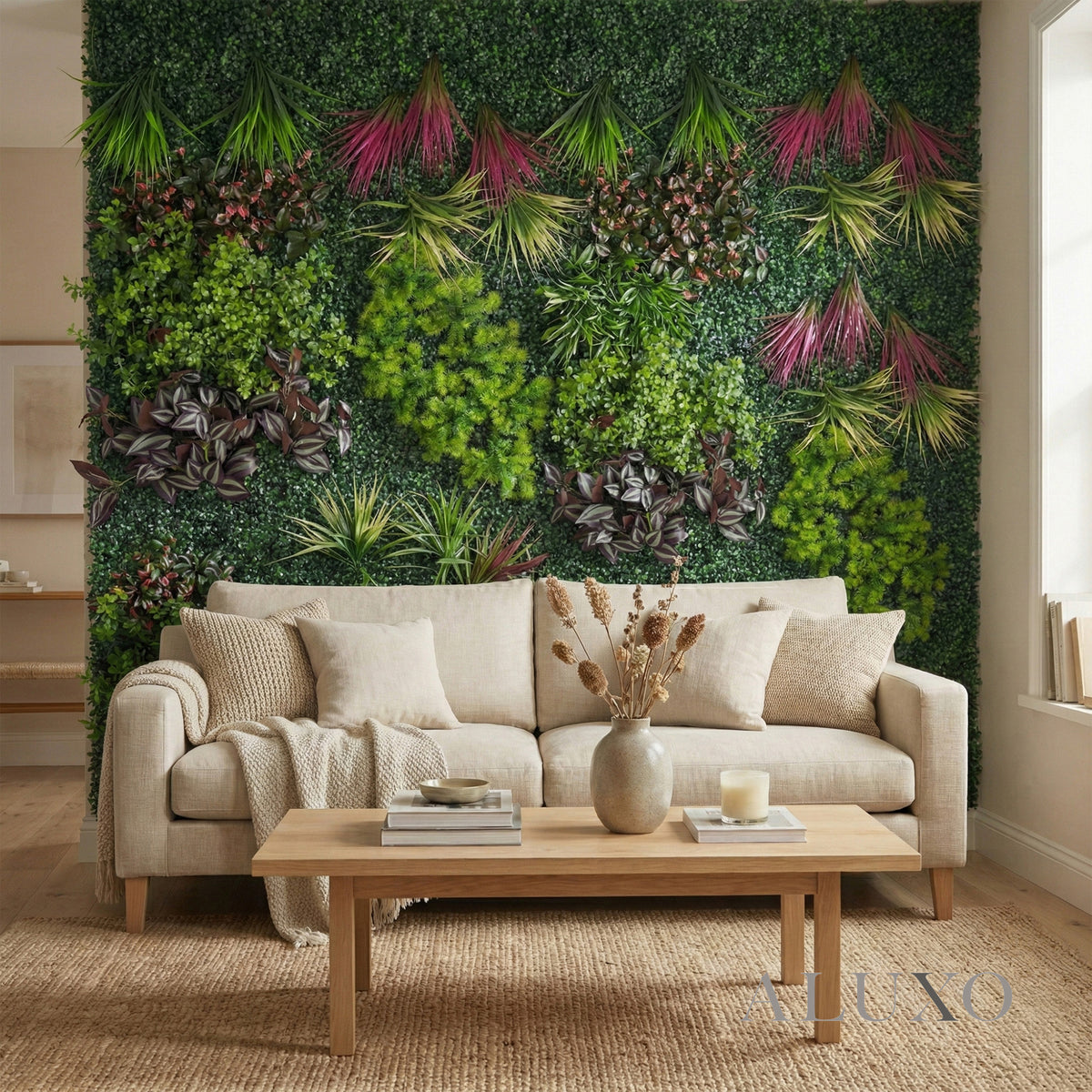 Meadow Wild Verde Mixed Style Artificial Green Wall Panel 100cm x 100cm (Set of 2)