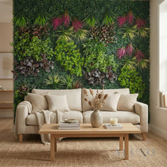 Meadow Wild Verde Mixed Style Artificial Green Wall Panel 100cm x 100cm (Set of 2)