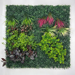 Meadow Wild Verde Mixed Style Artificial Green Wall Panel 100cm x 100cm (Set of 2)