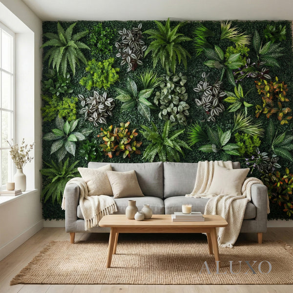 Riviera Wild Orchid Mixed Style Artificial Floral Green Wall Panel 100cm x 100cm (Set of 2)