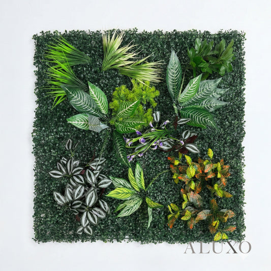 Riviera Wild Orchid Mixed Style Artificial Floral Green Wall Panel 100cm x 100cm (Set of 2)