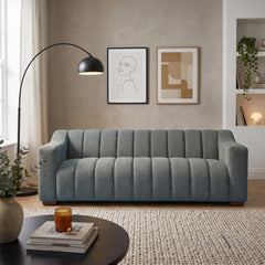 ALUXO® Astoria 3 Seater Sofa – Iron Bouclé | Deep Channel Stitched Design