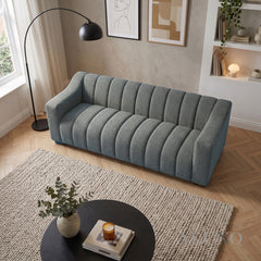 ALUXO® Astoria 3 Seater Sofa – Iron Bouclé | Deep Channel Stitched Design
