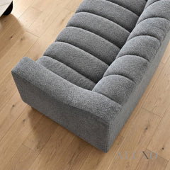 ALUXO® Astoria 3 Seater Sofa – Iron Bouclé | Deep Channel Stitched Design
