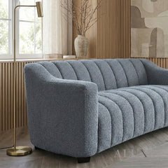 ALUXO® Astoria 3 Seater Sofa – Iron Bouclé | Deep Channel Stitched Design