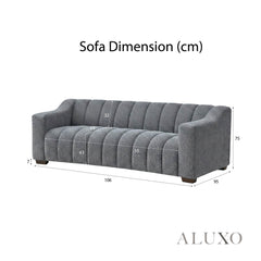 ALUXO® Astoria 3 Seater Sofa – Iron Bouclé | Deep Channel Stitched Design