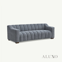 ALUXO® Astoria 3-Seater Sofa in Iron Grey Bouclé Fabric – Deep Channel Stitching