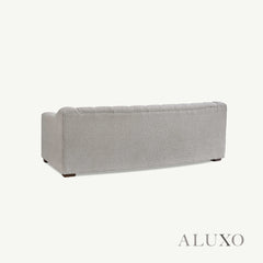 ALUXO® Astoria 3 Seater Sofa in Oatmeal Beige Bouclé Fabric – Deep Channel Stitching