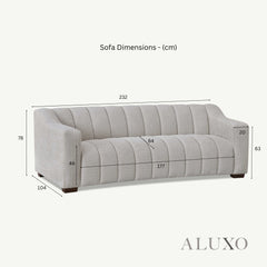 ALUXO® Astoria 3 Seater Sofa in Oatmeal Beige Bouclé Fabric – Deep Channel Stitching