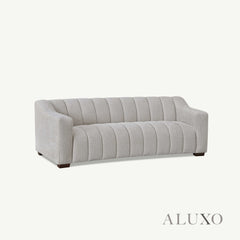 ALUXO® Astoria 3 Seater Sofa in Oatmeal Beige Bouclé Fabric – Deep Channel Stitching