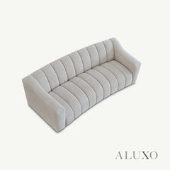 ALUXO® Astoria 3 Seater Sofa in Oatmeal Beige Bouclé Fabric – Deep Channel Stitching