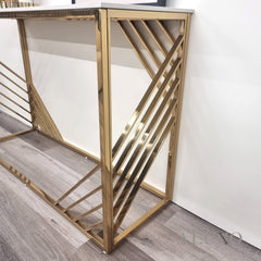 Asuka Gold Console Table – 120x40cm Polar White Sintered Stone Top, Slim Luxury Design