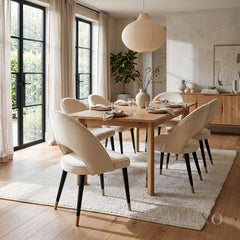 Bjorn Cream Velvet Dining Chairs | Scandinavian Modern with Gold Tip Legs