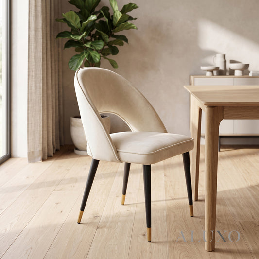Bjorn Cream Velvet Dining Chairs | Scandinavian Modern with Gold Tip Legs