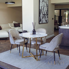 Bjorn Champagne Velvet Dining Chairs | Scandinavian Modern with Gold Tip Legs