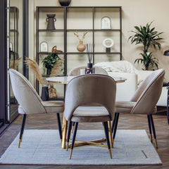 Bjorn Champagne Velvet Dining Chairs | Scandinavian Modern with Gold Tip Legs