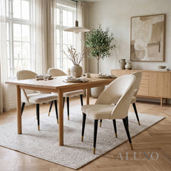 Bjorn Cream Velvet Dining Chairs | Scandinavian Modern with Gold Tip Legs