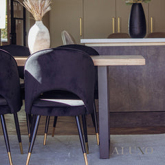 Bjorn Black Velvet Dining Chairs | Scandinavian Modern with Gold Tip Legs