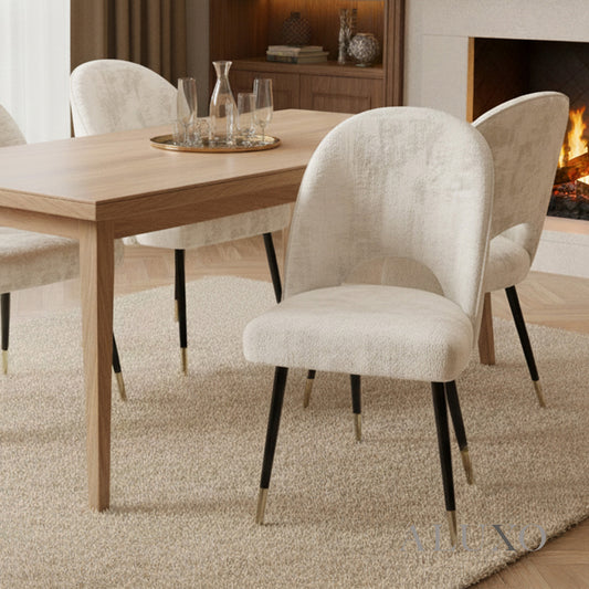 Bjorn Beige Velvet Dining Chairs | Scandinavian Modern with Gold Tip Legs