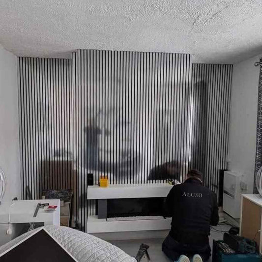 ALUXO® Acoustic Slatted Wall Panels 240 x 60cm - Chrome Metallic