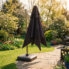 Camber 3m Square Cantilever Parasol with Solar LED Lights - Coffee Brown