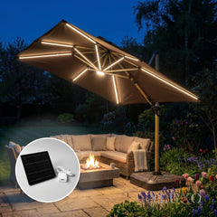 Camber 3m Square Cantilever Parasol with Solar LED Lights - Coffee Brown