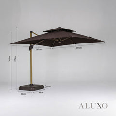 Camber 3m Square Cantilever Parasol with Solar LED Lights - Coffee Brown