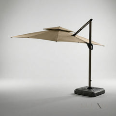 Camber 3m Square Cantilever Parasol with Solar LED Lights - Khaki Beige
